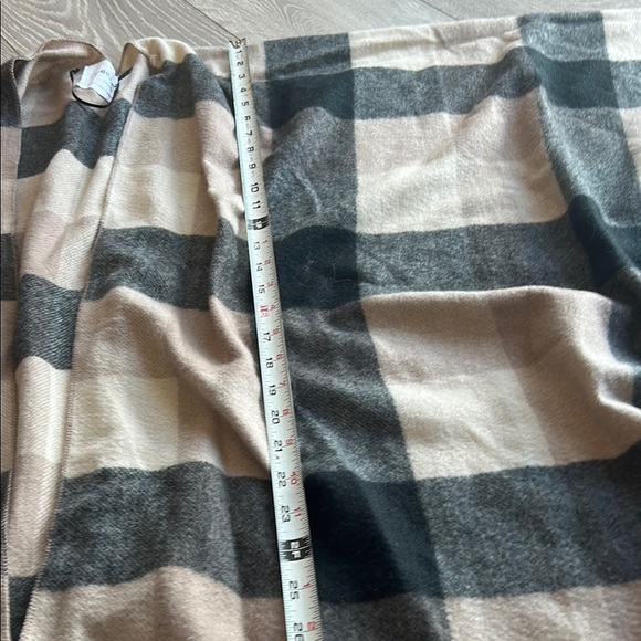 Plaid Fringe Scarf in Black and Tan - Picture 6 of 8